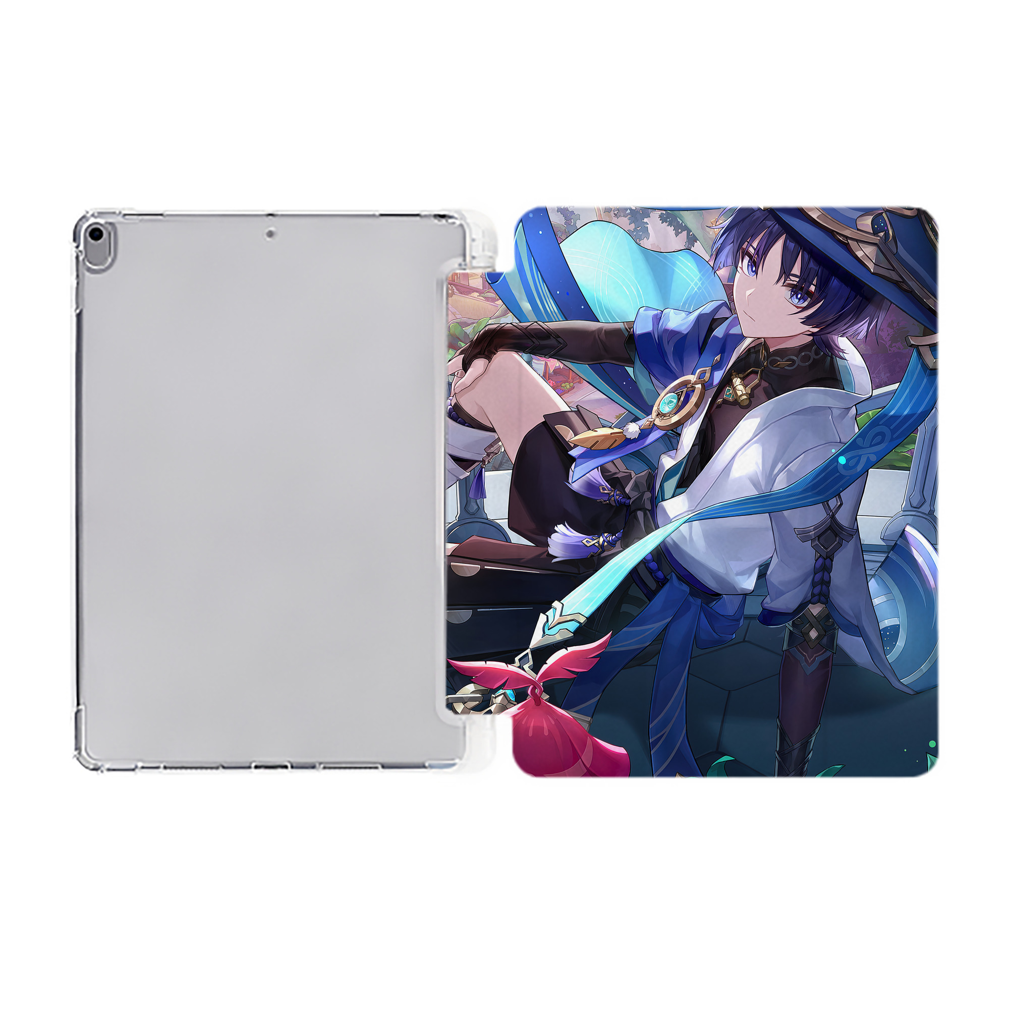 げんし神 genshin IPad ケース ペン収納付き 三つ折りスタンド PUレザー×シリコン 対応機種9.5/10.5/10.9インチ